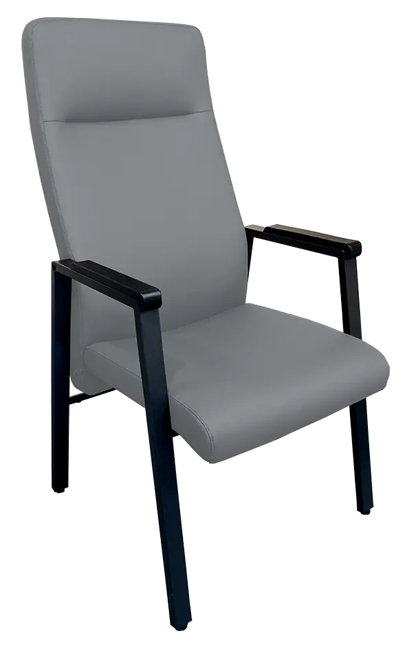 SENIOR STANDARD, seniorské konferenční křeslo, kostra černá, koženka šedá